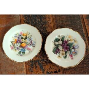 Two Mini Floral Plates Bone China made in England